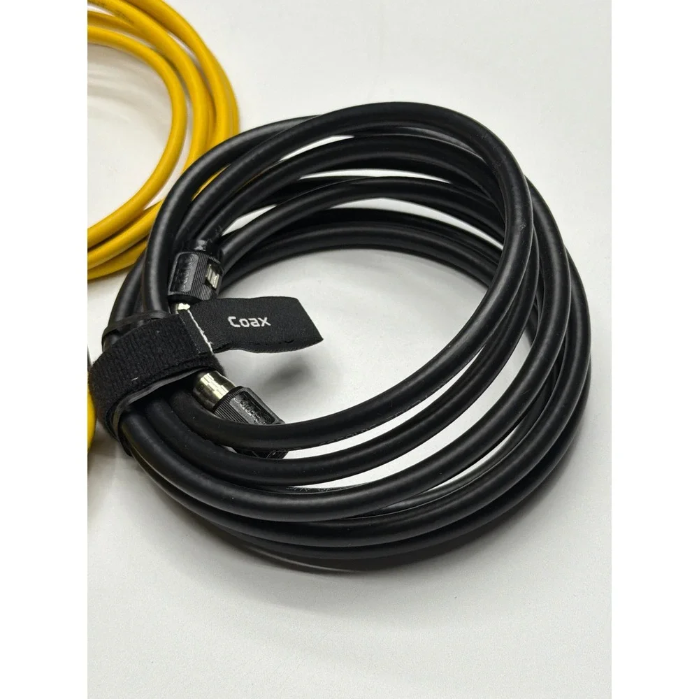 Lot‎ of 2 Yellow Ethernet Cat 5e Cables 1 Black Coax Cable Network LAN